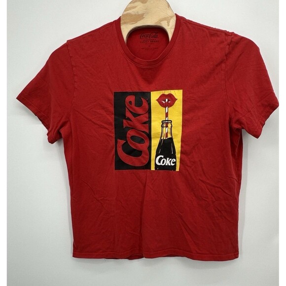 Lucky Brand Coca Cola T-Shirt Mens M  Red Crew Neck Short Sleeve Cotton - Picture 4 of 7